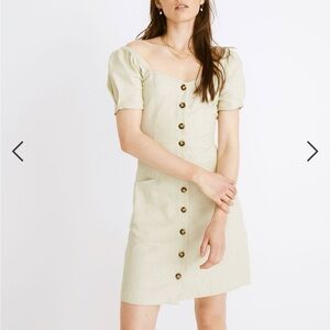 Madewell Linen Cotton Puff Sleeve Mini Dress